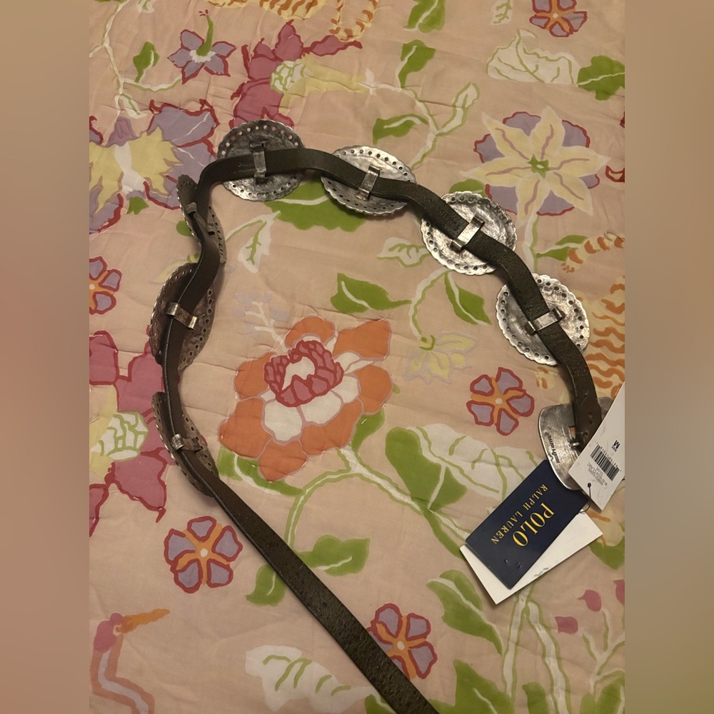 Polo Ralph Lauren Metal-Accent Leather Belt Medium Olive NWT - Picture 5 of 6